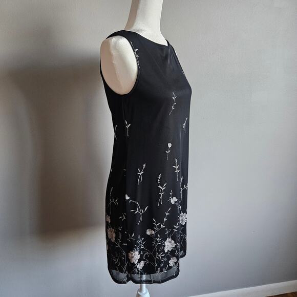 Vtg Jalate Midi Dress Med Black Embroidered Sheer Overlay Fairycore Whimsigoth - Picture 2 of 10
